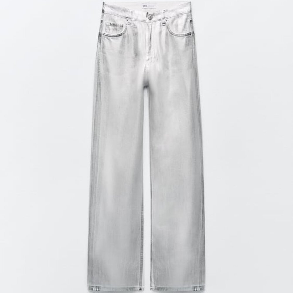 NEW Zara Silver Metallic Jeans size 0/25